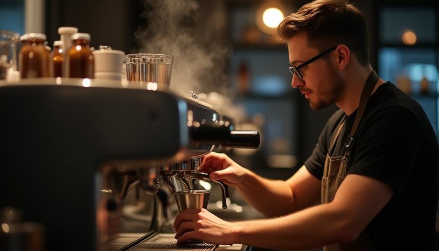 Barista che opera una macchina espresso professionale
